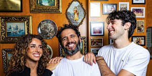 Mixed Business restaurant owner Anthony Sofy with children Charlie and George.