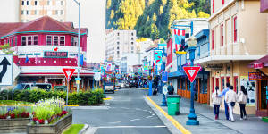The vibrant shopping district in Downtown Juneau,Alaska.