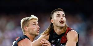 Tough call:The Bombers need to determine whether Sam Draper (right) and Todd Goldstein can work alongside fellow tall Peter Wright in Thursday’s Anzac Day clash.