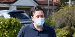 Matthew Guy outside his home on Monday. 