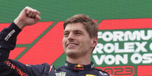 Max Verstappen on the podium.