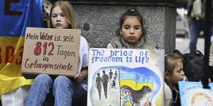 Children attend a rally during the Summit on Peace in Lucerne,Switzerland.