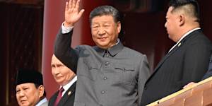  Prabowo Subianto,Russian President Vladimir Putin,Chinese President Xi Jinping and North Korean leader Kim Jong-un in Beijing in September. 