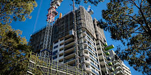 The unfinished building in Burwood.