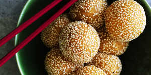 Sweet,sticky sesame rice balls.