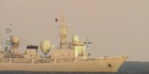 Defence Department video of Chinese intelligence ship off WA