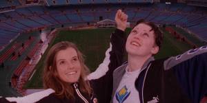 Eloise Poppett and Jana Pittman at Stadium Australia in 1999 before the Sydney Games.
