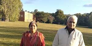 Mr Sharma’s parents,pictured on a trip to Australia,are stuck at home in India with COVID-19,unable to access hospital care.