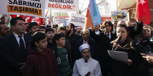 Rasmus Palunda’s stunt sparked counter-protests in other countries. Here people recite from the Koran outside the Swedish embassy in Ankara,Turkey.