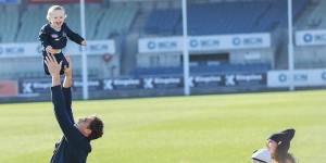 Charlie Curnow has some fun with nephew Will,Ed’s son,in 2019.