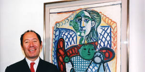 Claude Picasso with a work by his father Pablo “Mother and Child”.