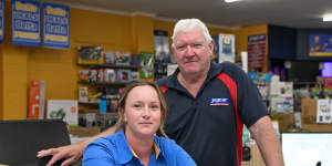 Stephanie Swift and father Chris Thomson at their Euroa store.
