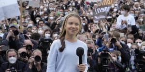 ‘We can still turn this around’:Thunberg helms election climate rally in Berlin