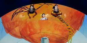 Ellen Bailey (Miss Spider),Will Carseldine (James) and Jeremiah Wray (Centipede) in James and the Giant Peach.