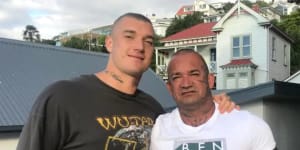 Richmond footballer Dustin Martin (left) with his father Shane,who passed away late last year.
