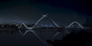 The long wait to walk:Dockers fans get first crack at Matagarup Bridge walk to Optus Stadium