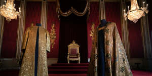 The Supertunica and Imperial mantle in Buckingham Palace ahead of the big day. 