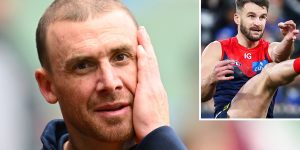 Melbourne coach Simon Goodwin hasn’t spoken to Joel Smith (inset) since October 10,when Smith was notified of his positive drug test.