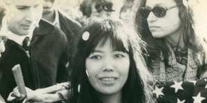Yayoi Kusama at Bust Out Happening 1969,Sheep Meadow in Central Park,New York.