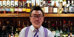 Hidetsugu Ueno of Bar High Five in Tokyo on Saturday. 