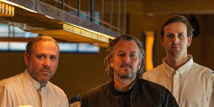 The Point Group's executive chef Joel Bickford (left) and director Brett Robinson (centre) and Dining Room head chef Aaron Ward.