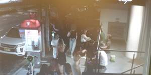 CCTV captured by residents outside the Pacific House Hostel in Woolloomooloo.
