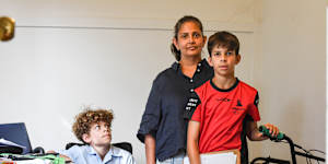 Dani Hacket with son Xavier who was caught in the selective exam chaos last year and Naplan this year.