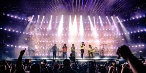 Bruno Mars opens Sydney Football Stadium at a government-sponsored concert in October 2022.