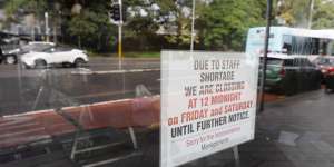 A sign on display at the front window of Indian Home Diner in Paddington.