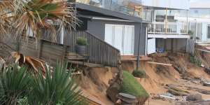 Tony Cagorski's house teeters on the edge on Collaroy Beach. 