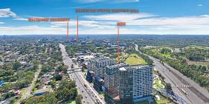 Real estate promotional images highlight the location of nbh at Lachlan’s Line,Macquarie Park.