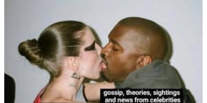 A meme of Julia Fox and Kanye West from celebrity gossip Instagram account DeuxMoi.