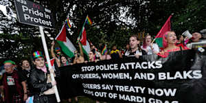 Pride in Protest in Sydney’s Mardi Gras parade,2024.