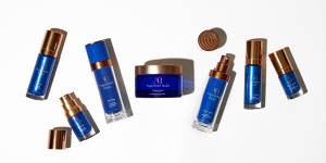 Augustinus Bader products which now include a lip balm and retinol serum,along with the original Rich Cream.