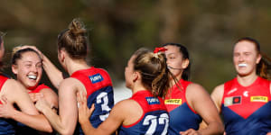 ‘Because of them’:Dees outlast Dogs to retain Hampson–Hardeman Cup,while honouring women’s footy pioneers