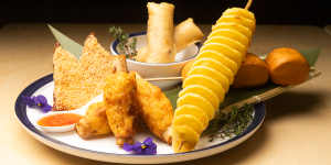 Assorted fried snacks at Foodle.