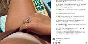 An ad posted by The Fox Tan on Instagram this week for a tanning accelerator the company says can be used to achieve a “deep and dark glow” after sunbathing or using a sunbed.