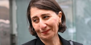 Gladys Berejiklian (halo out of shot) after giving evidence at ICAC.