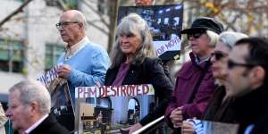 Supporters of the Ultimo Powerhouse Museum at a protest on Thursday. 