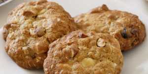 White chocolate and date biscuits.