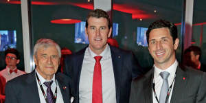 Seven chairman and owner Kerry Stokes with son Ryan and Ben Roberts-Smith.