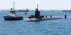 United States Navy Virginia Class submarine USS Mississippi arrives at Fleet Base West,Rockingham,Western Australia.