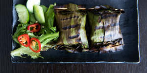 A favourite dish:otak otak parcels of minced white fish with chilli.