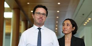 Nationals leader David Littleproud announces his resignation as leader of the Nationals. His wife Amelia Littleproud was there for the statement.