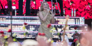 Kylie performs at Glastonbury Festival in Somerset in 2019.