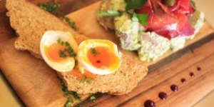 Cold comfort:House-cured salmon,potato salad,soft-boiled egg and soda bread.