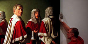 Radical Restraint,featuring former High Court judge Michael Kirby,is one of the most popular pieces at Canberra's National Portrait Gallery.