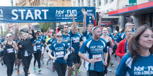 Participants at the startline for the HBF Run for a Reason.