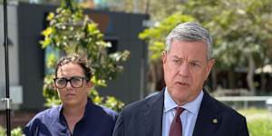 Queensland Health Minister Tim Nicholls and Chief Health Officer Dr Catherine McDougall update media on efforts to locate the source of a rat poisoning incident that hospitalised five Logan residents last week.