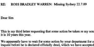 Letter from Kay Warren to NSW Police dated May 26,1999.